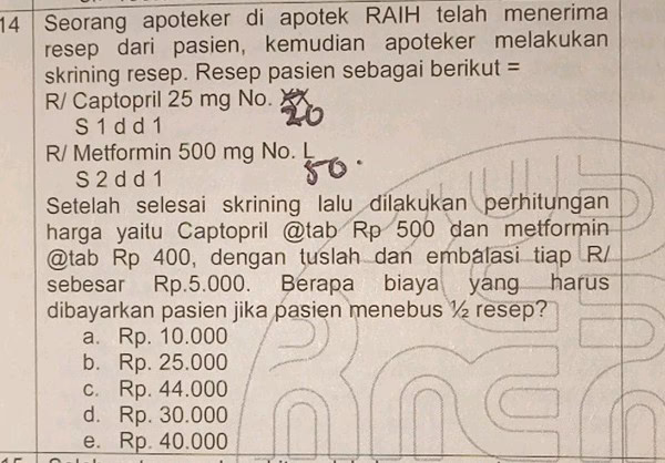 Berapa rasio tenaga apoteker yang dibutuhkan untuk 50 pasien?