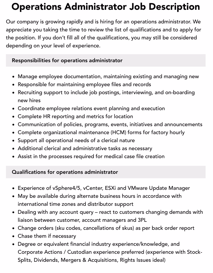 What does an admin operations manager do?