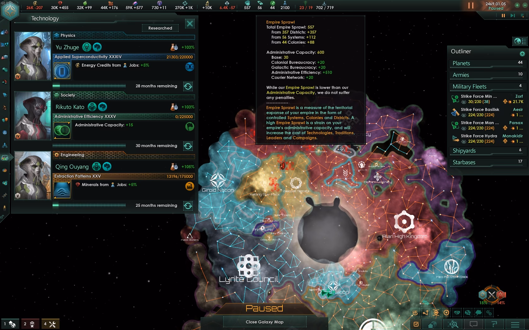 How do I change the Admin cap in stellaris?