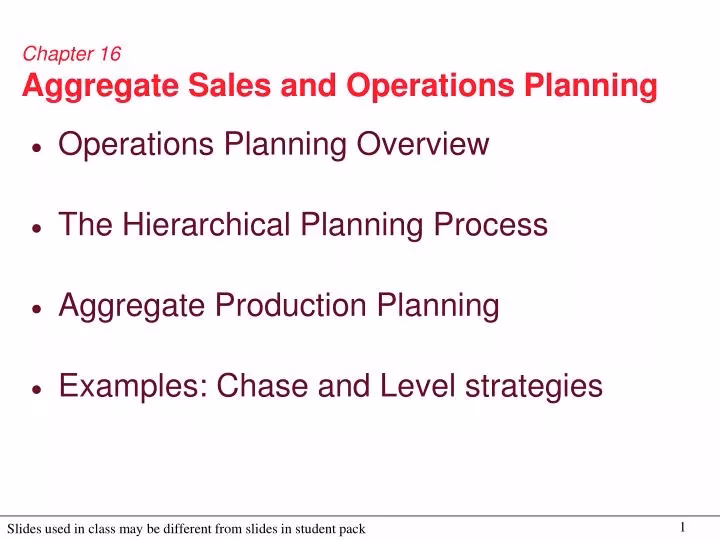 What is a chapter 19 in sales & operations planning?