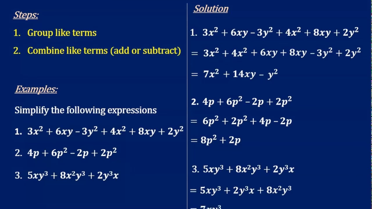 What are the 4 basic operations in Algebra?