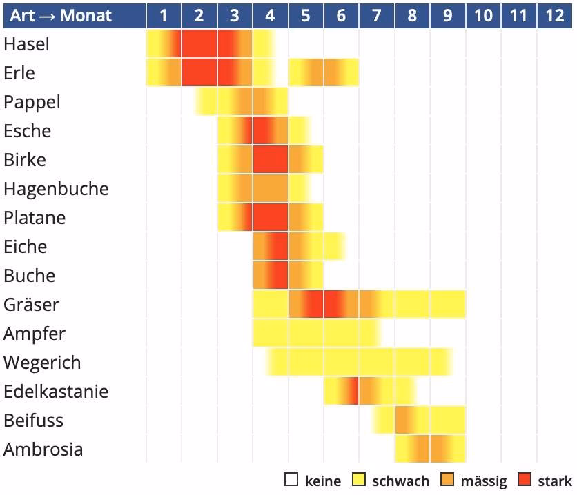Where can I find information about pollen flight in Switzerland?