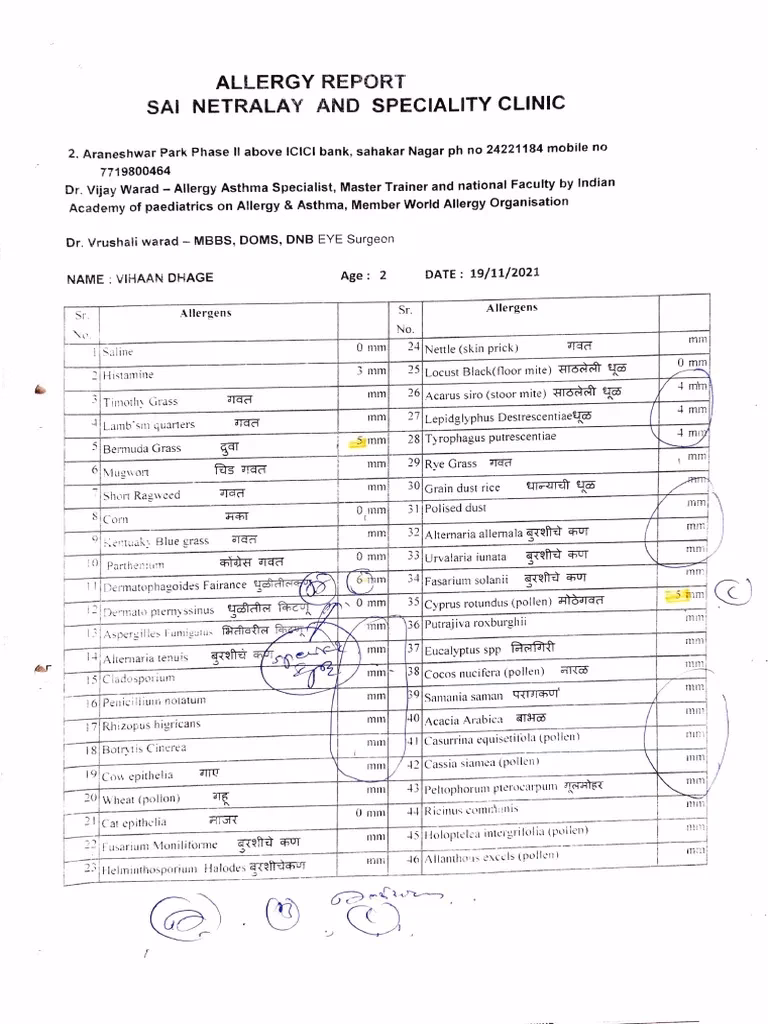 How do you read blood test results for allergies?