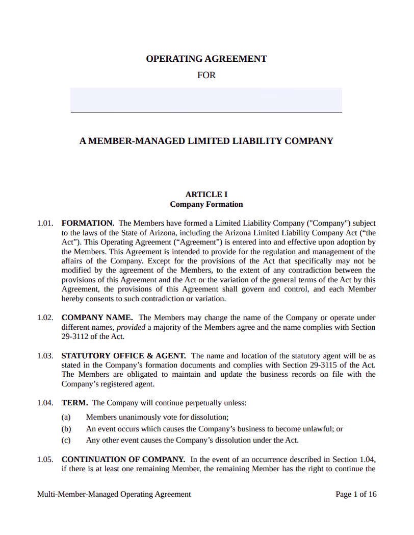 How to craft an Arizona LLC operating agreement?