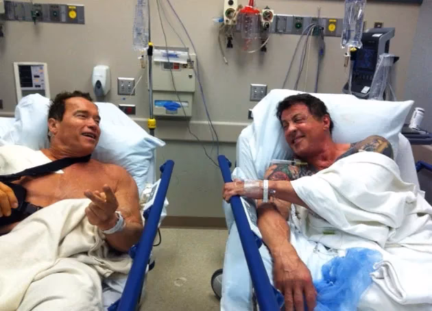 Did Arnold Schwarzenegger know Sylvester Stallone was destined for surgery?