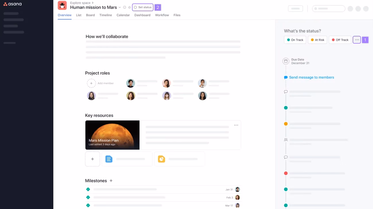 How do I reorder a status update in asana?