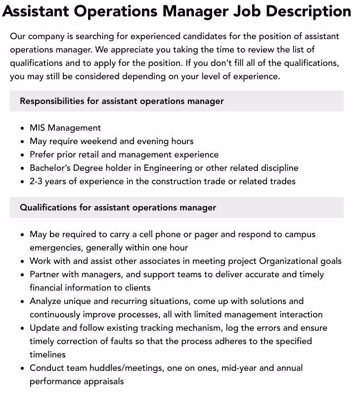 What does an Operations Manager do?