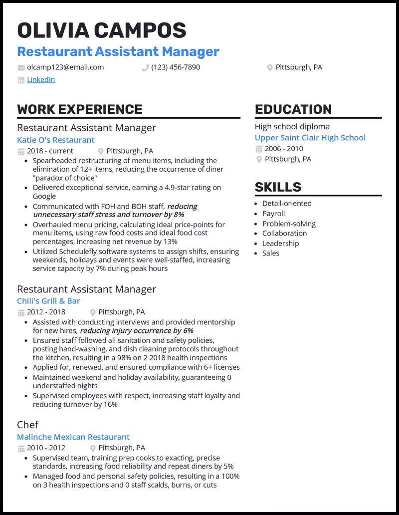 How to become an assistant restaurant manager?