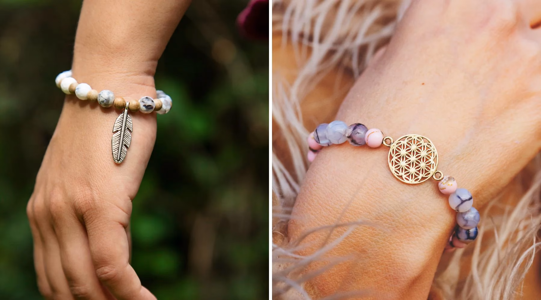 Why should you wear a green aventurine bracelet on your left wrist?