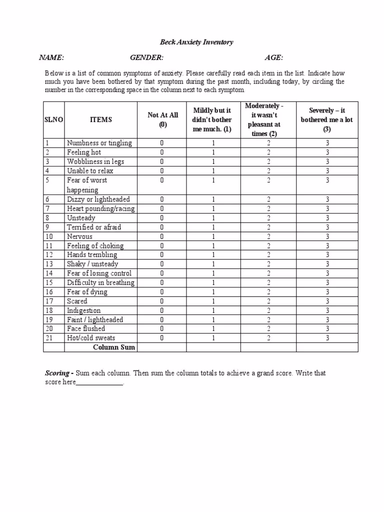 What is the Beck Anxiety Inventory (BAI)?