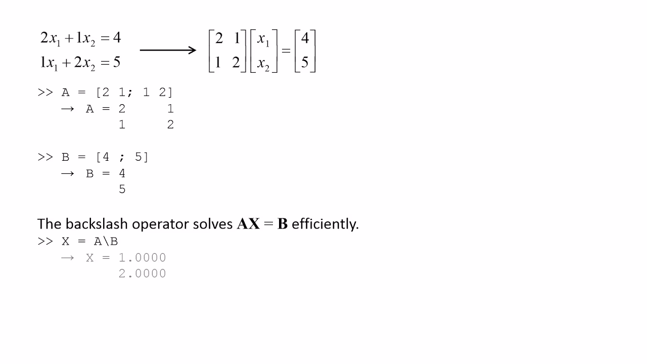 What is a backslash operator in MATLAB?