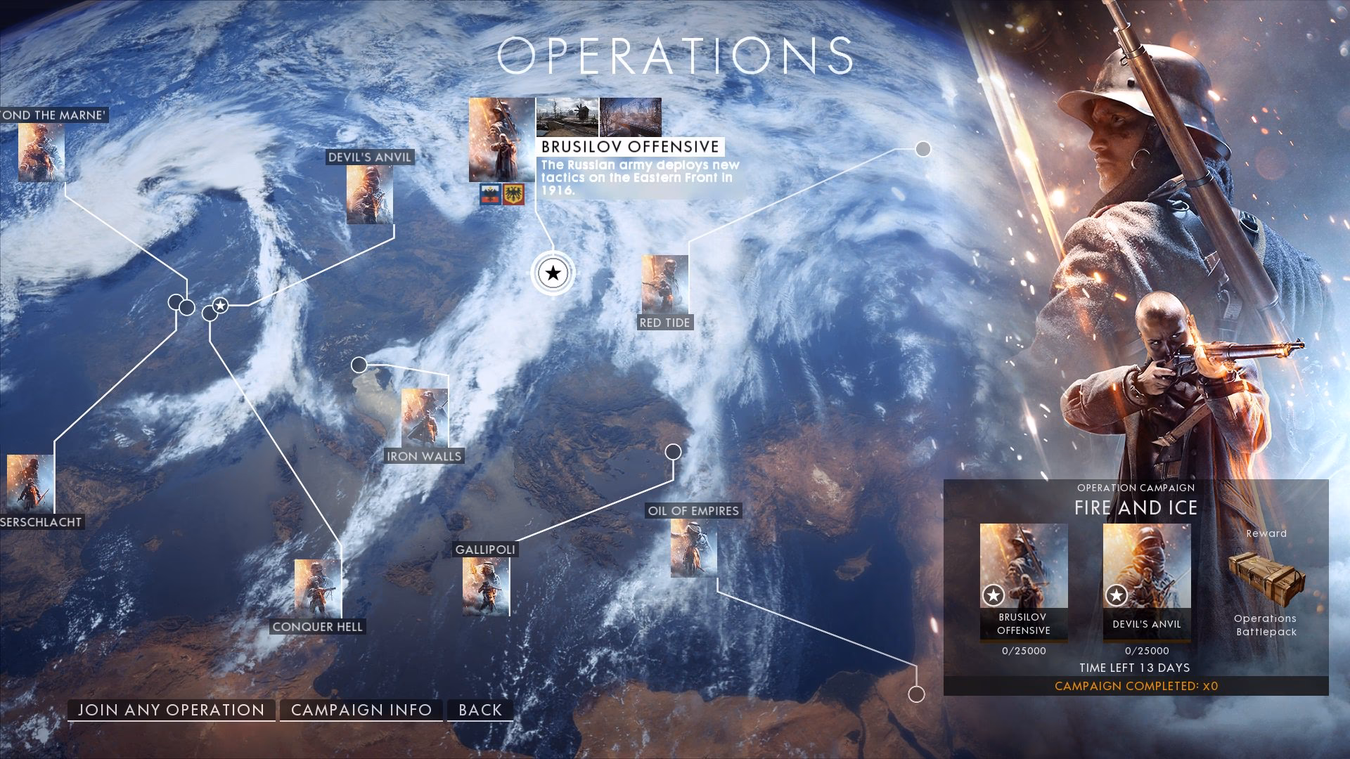 How do you unlock fire and ice in Battlefield 1?