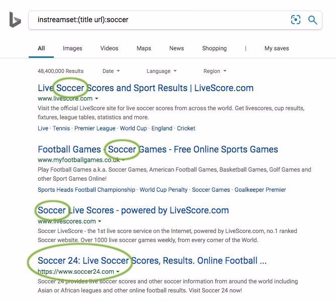 How do I use the “and” operator in Bing?