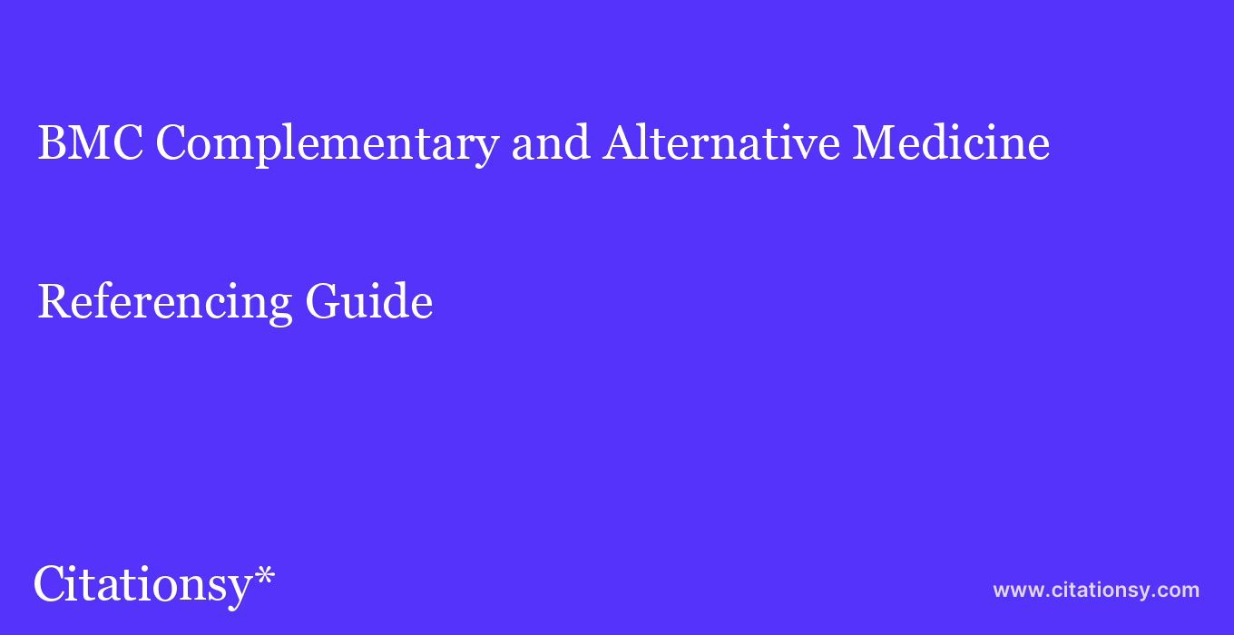 What is a BMC supplementary medicine & therapies journal?