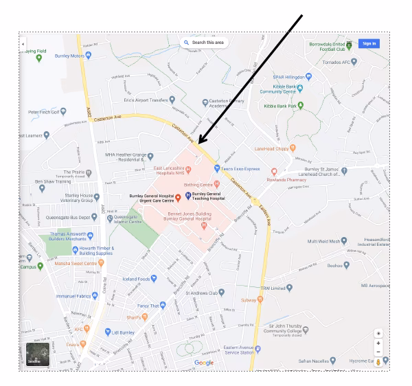 Where is Burnley General Hospital?