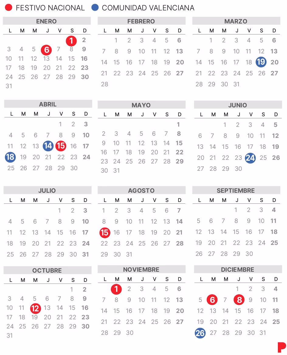 ¿Cuál es el calendario laboral de Valencia?