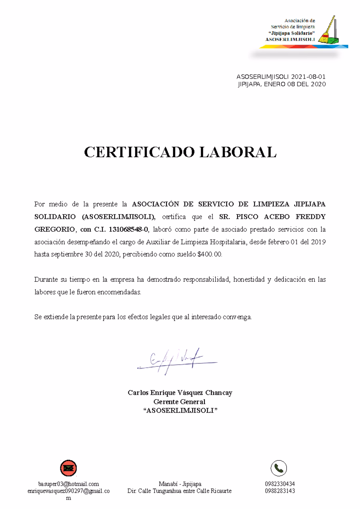 ¿Qué es un certificado de trabajo?