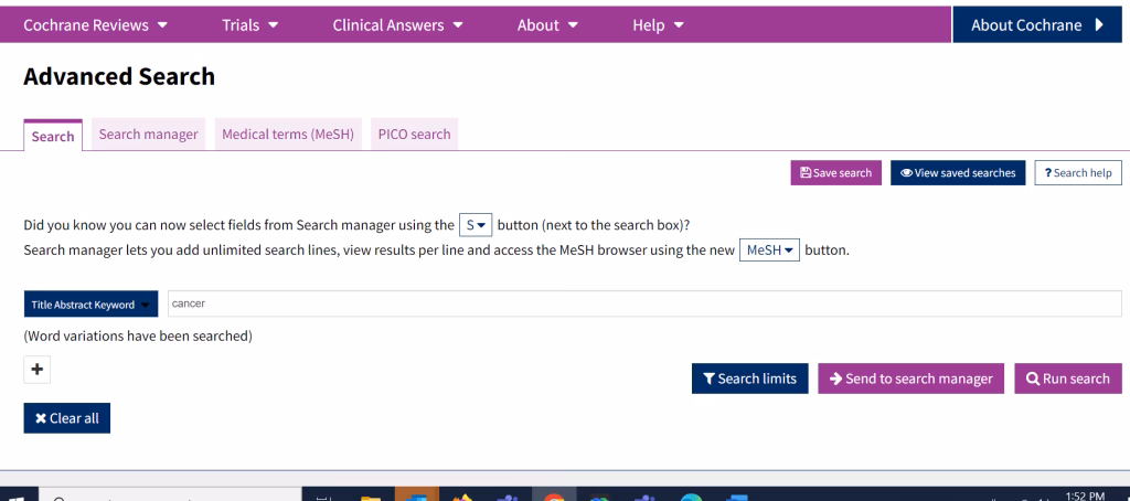How do I use the Cochrane Library database?