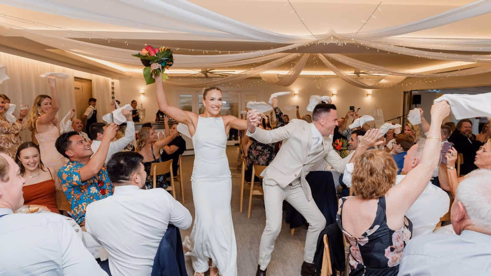 What happens at a wedding reception?