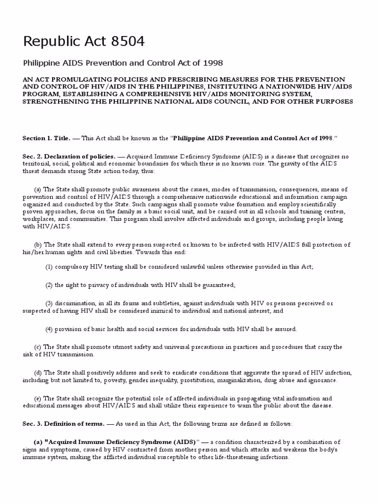 What does AIDS Act do in the Philippines?