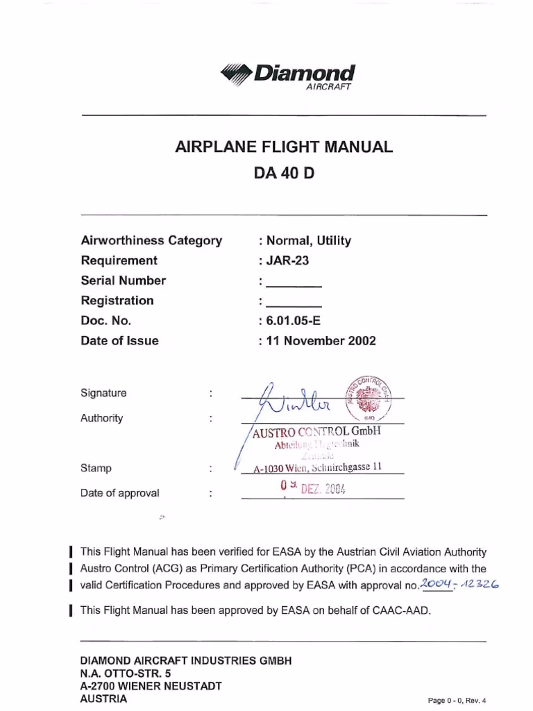 Where is the DA 40 flight manual located?