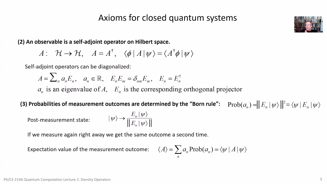 What is a density operator of a quantum system?