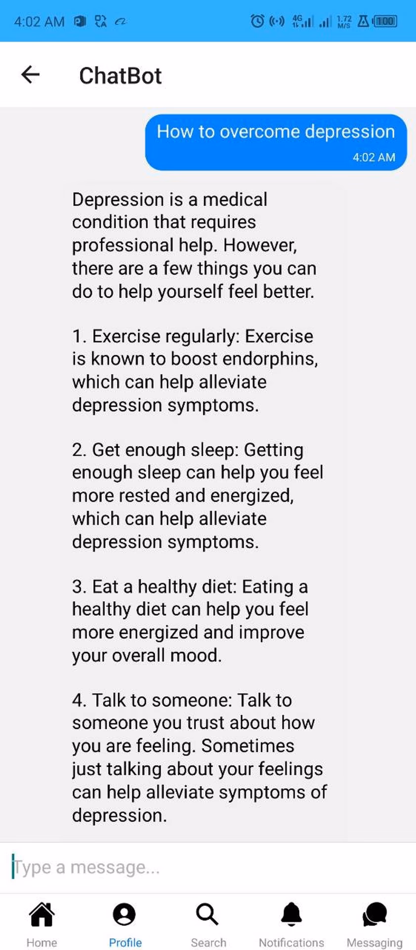 How do I connect to the depression support chat room?