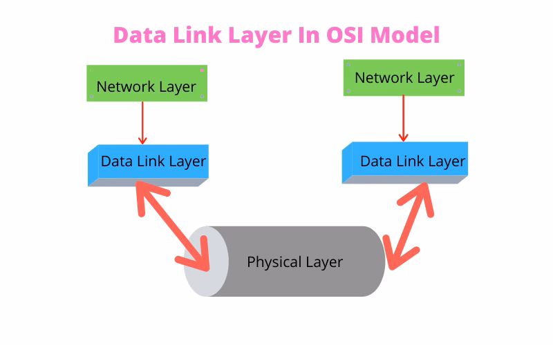 How does a data link layer communicate with a network layer?
