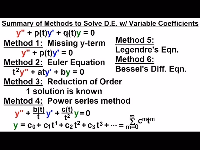Can a differential equation with variable coefficients be solved by hand?