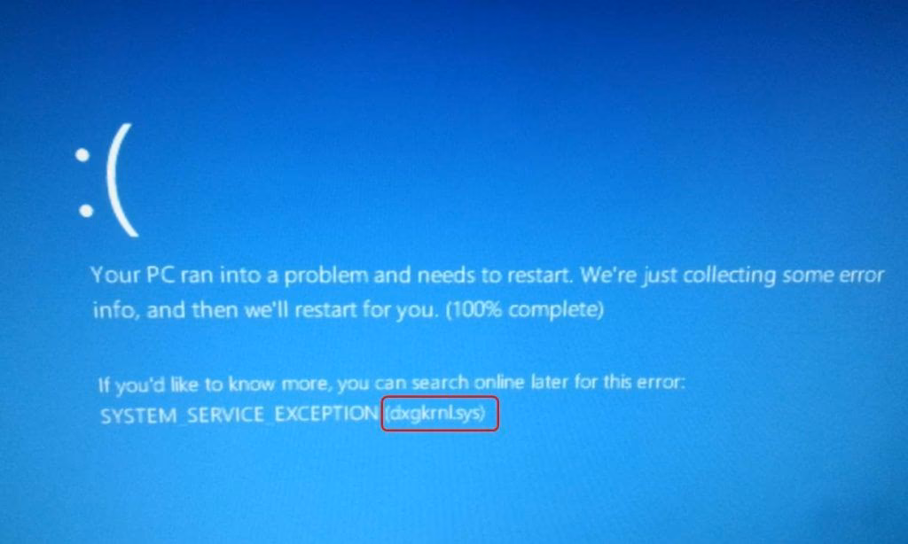 What does dxgkrnl SYS blue screen mean?