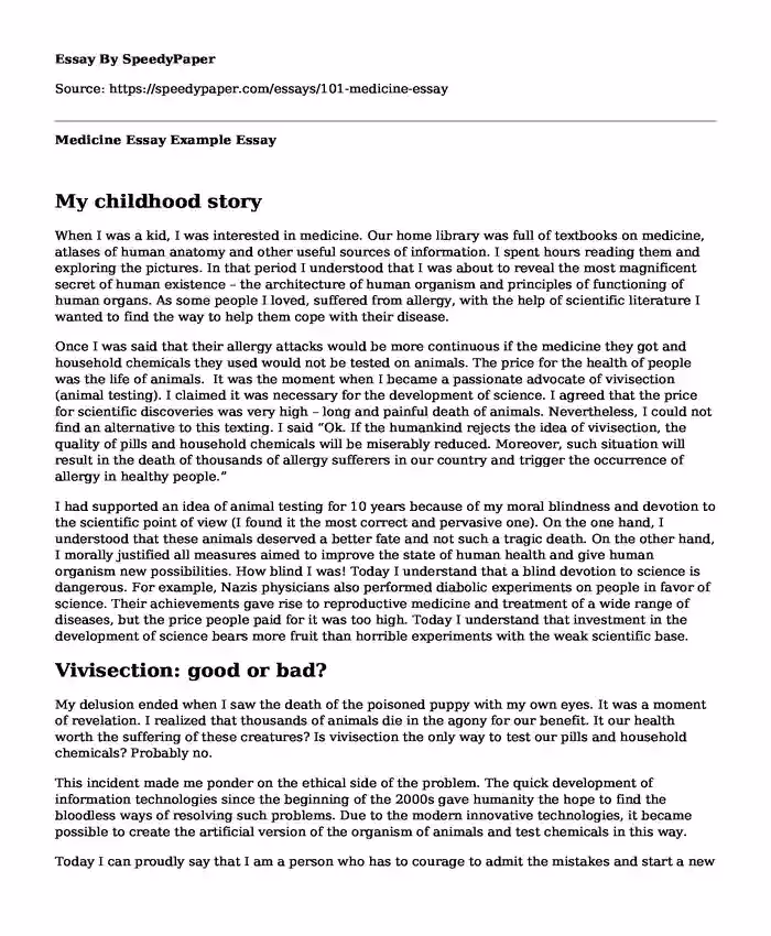 What can you do with a medical history essay?