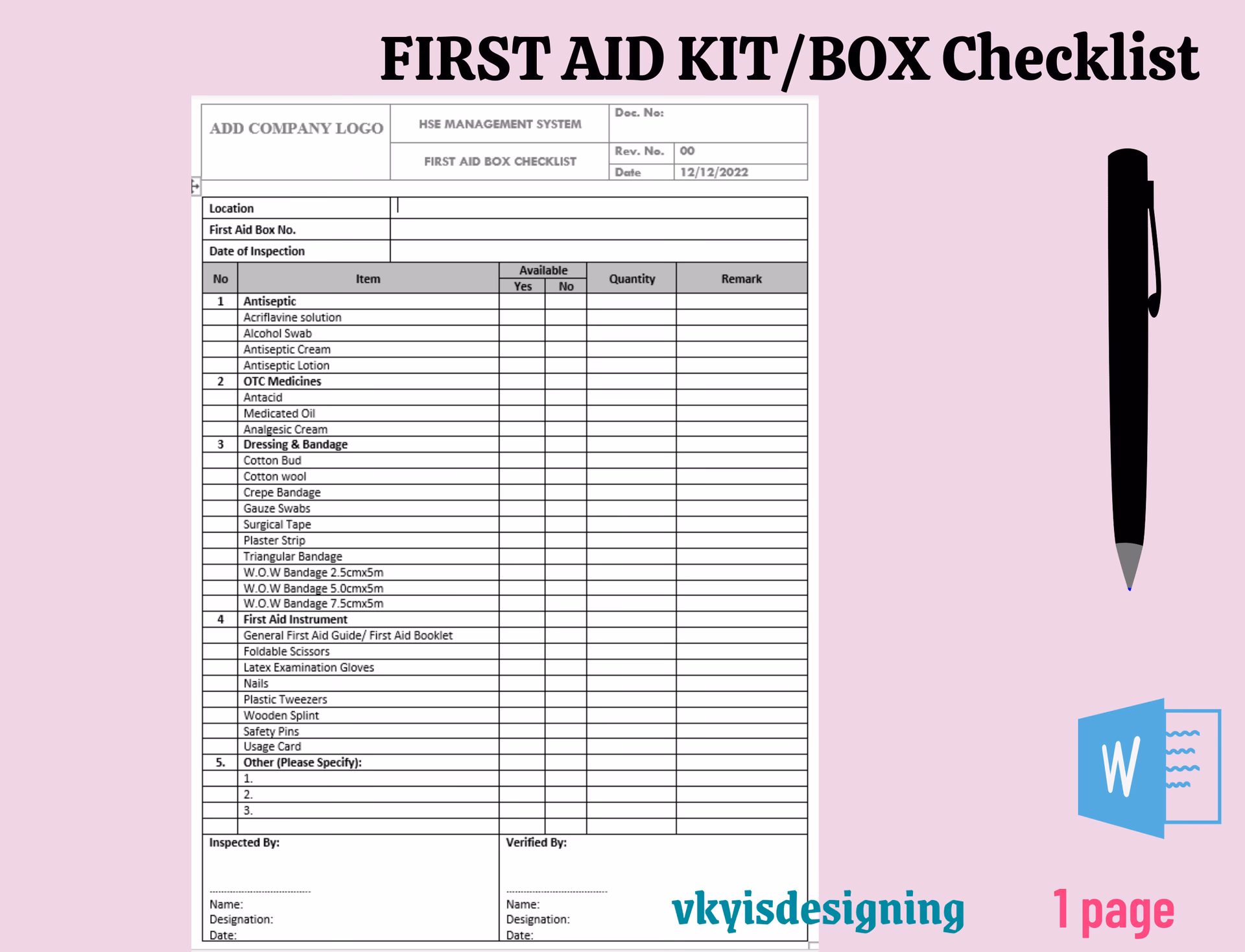 What is a Class B First Aid Kit checklist?
