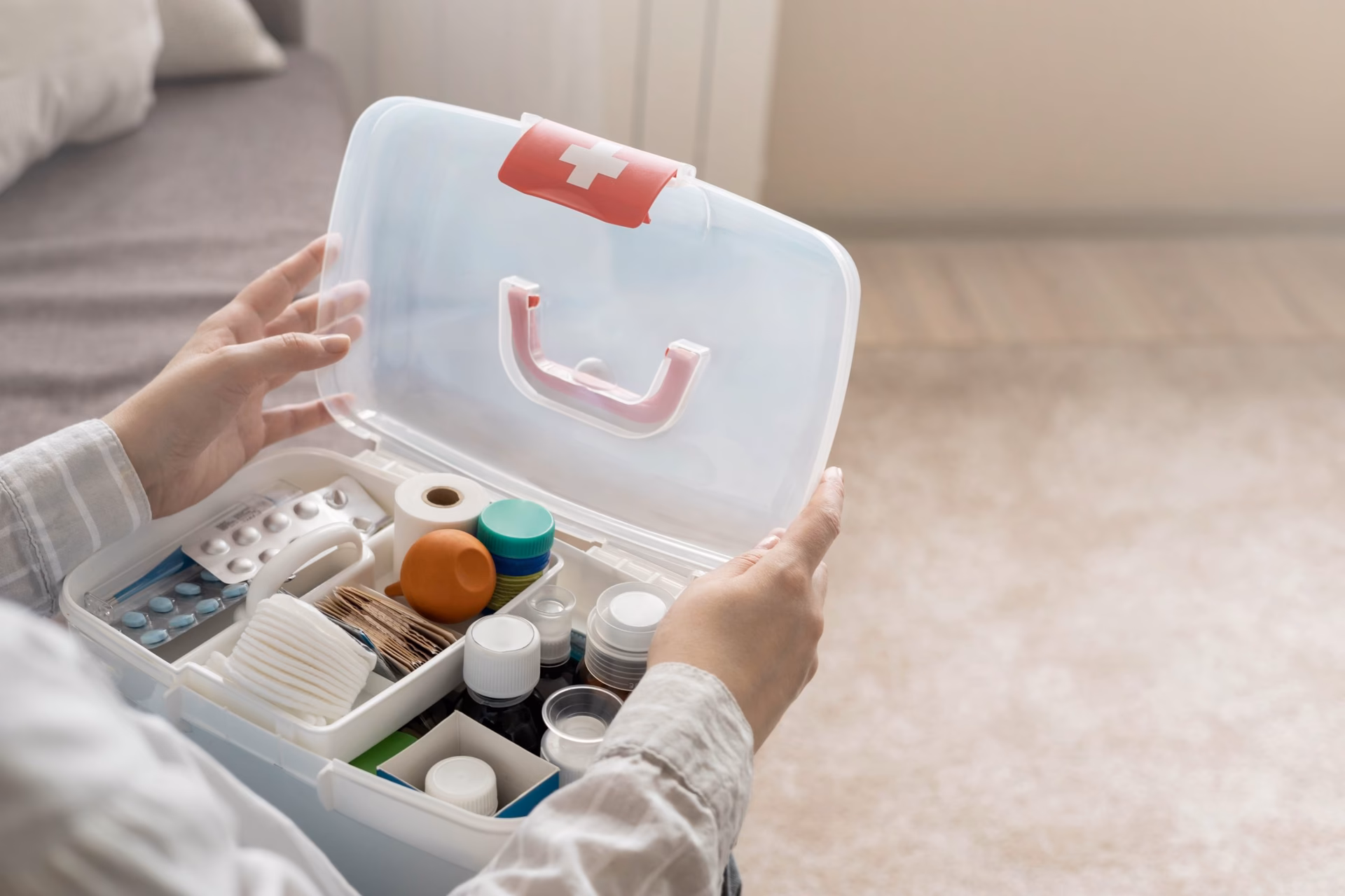 What should a first aid kit contain?