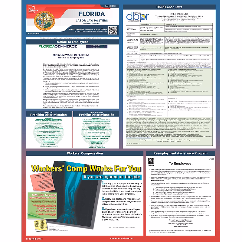 What topics do Florida's labor law posters cover?