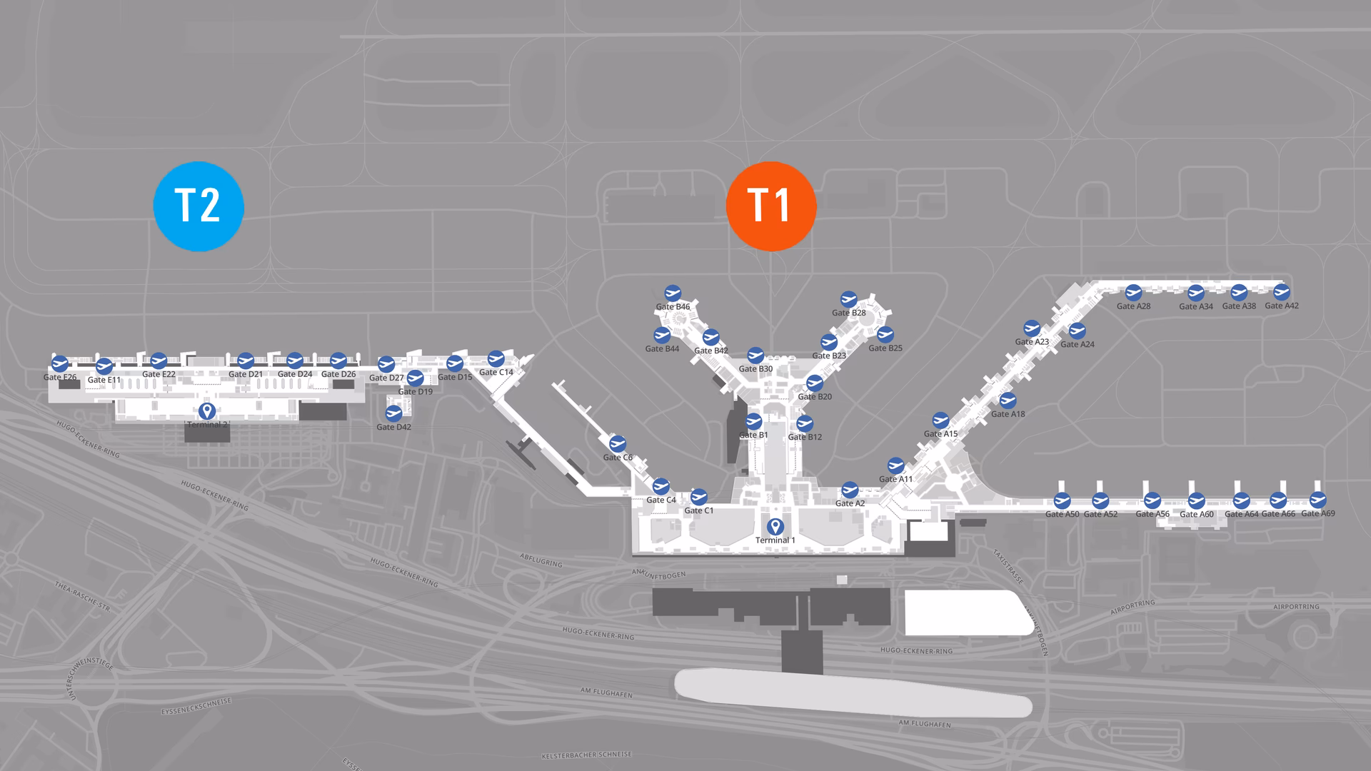 Where are baggage claim areas located at Frankfurt Airport?