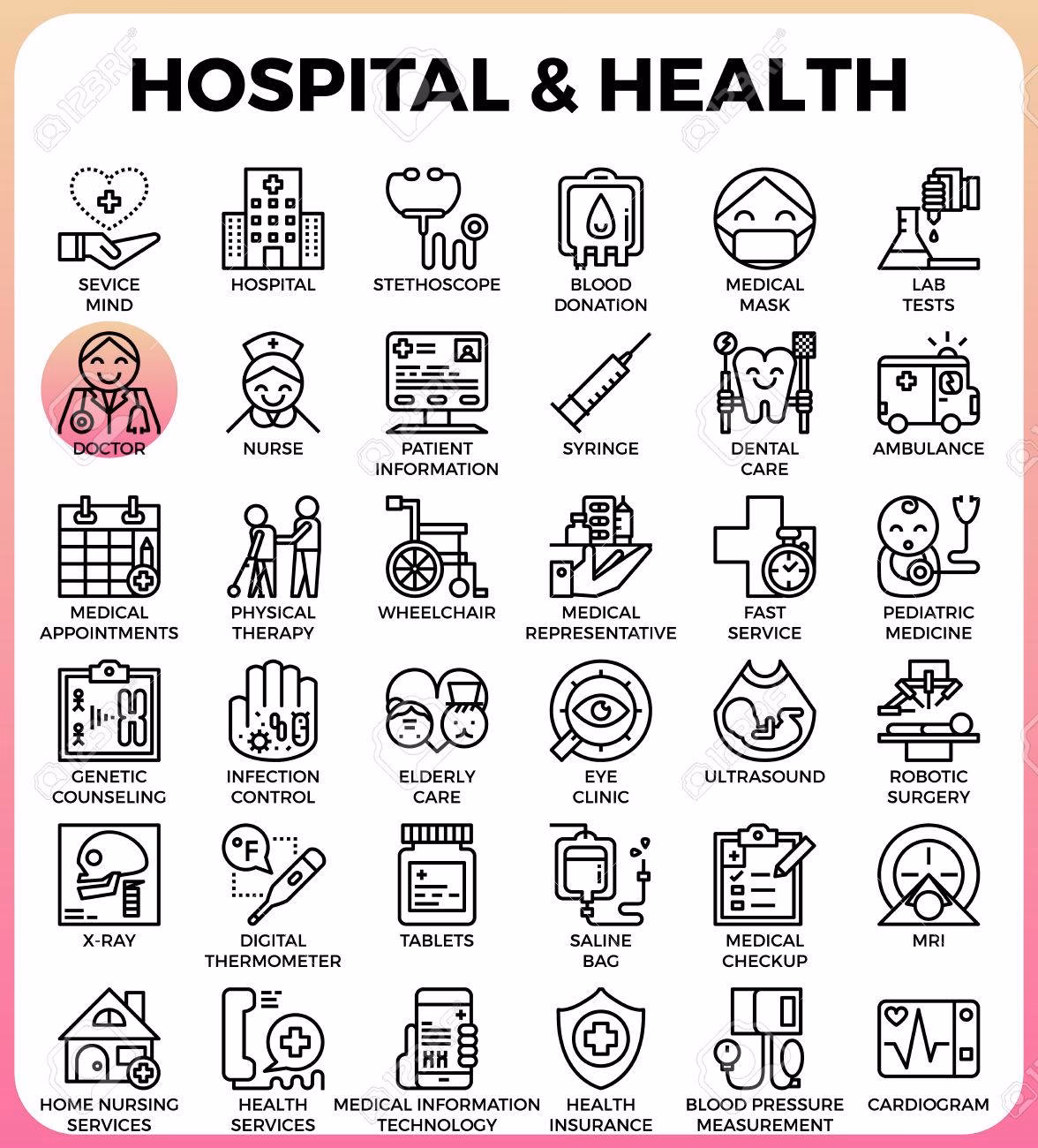 How many hospitals & healthcare icons are there?