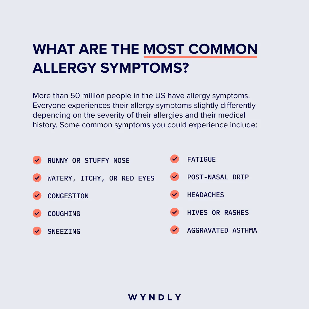 What are the symptoms of a grass allergy?