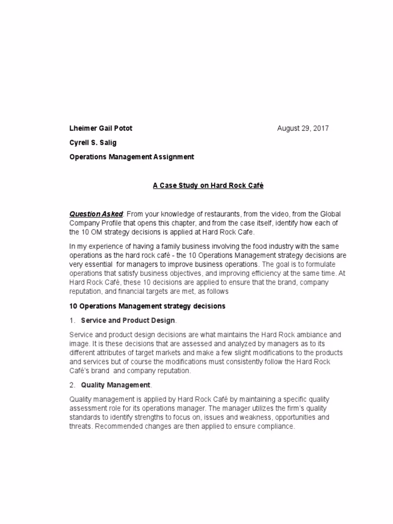 What is a Hard Rock Cafe case study?