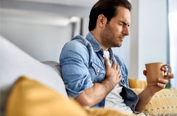 What causes a rapid heartbeat after a meal?