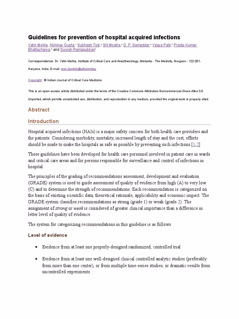 How can healthcare providers reduce hospital acquired infections?