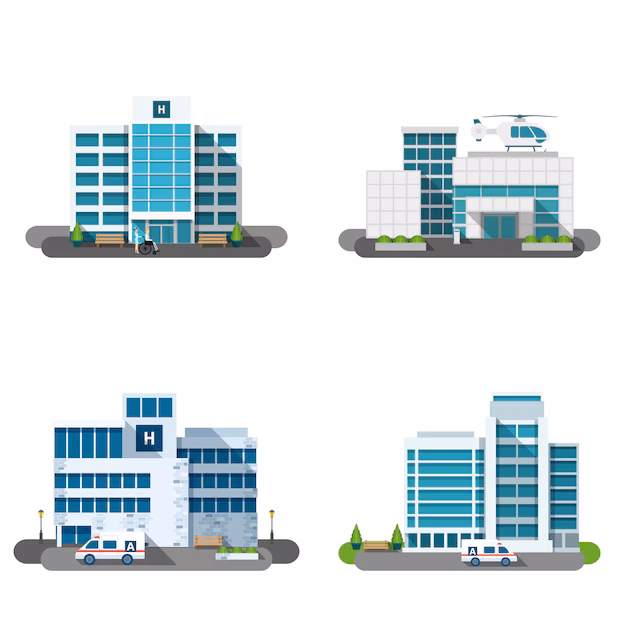 How many hospital building vectors are there?