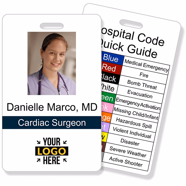 Where is the address on a hospital ID card?