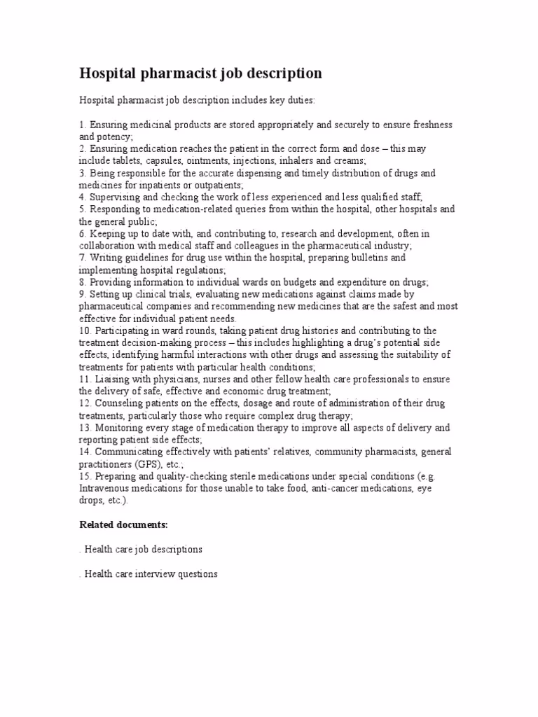 How does a hospital pharmacist work?