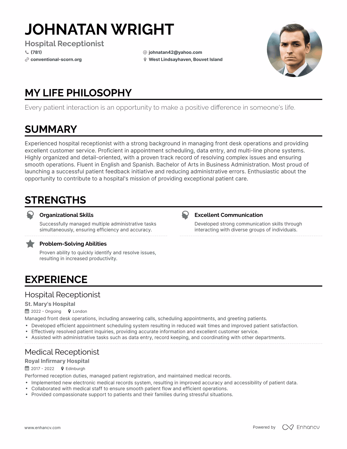 What is the difference between hospital receptionists and other medical administrative roles?