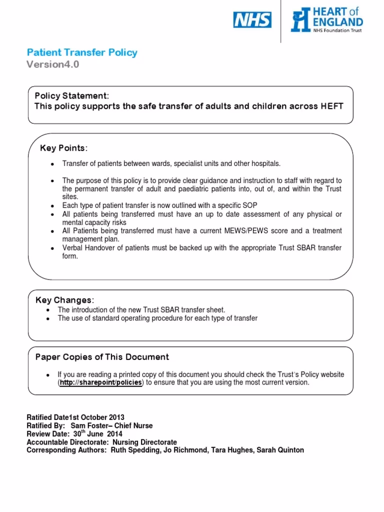 What if a patient is transferring to a hospital?