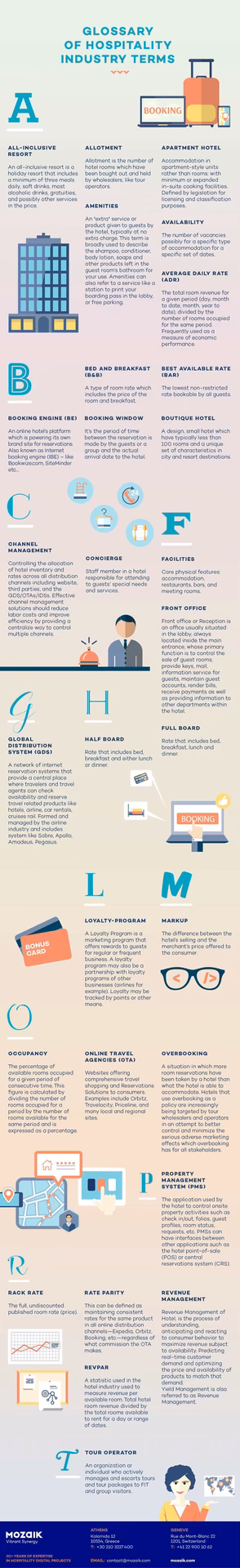 What is hotel industry terminology?