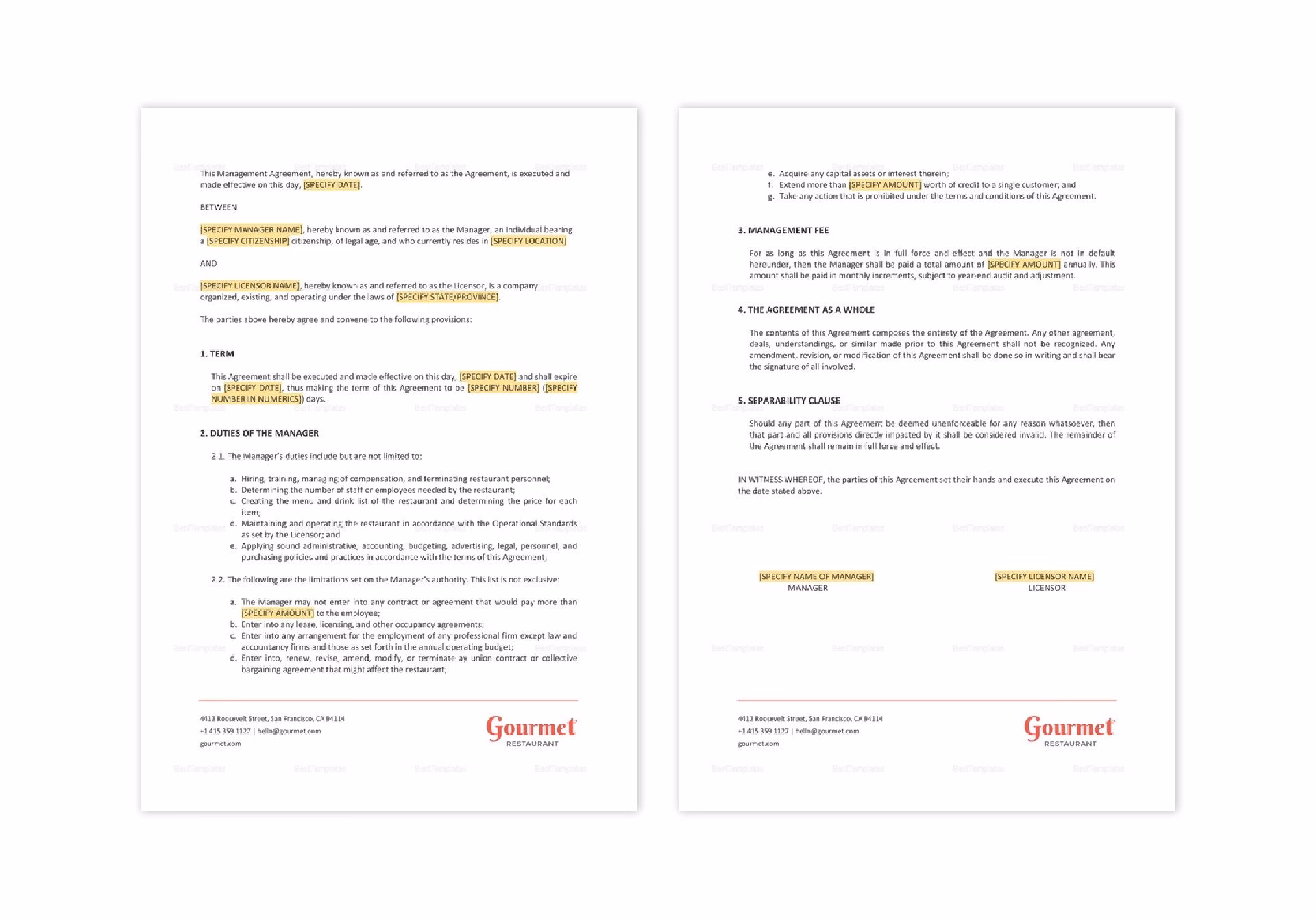 What are Hotel agreement templates?