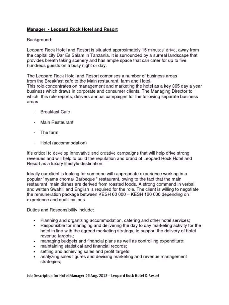 What does a hospitality manager do?