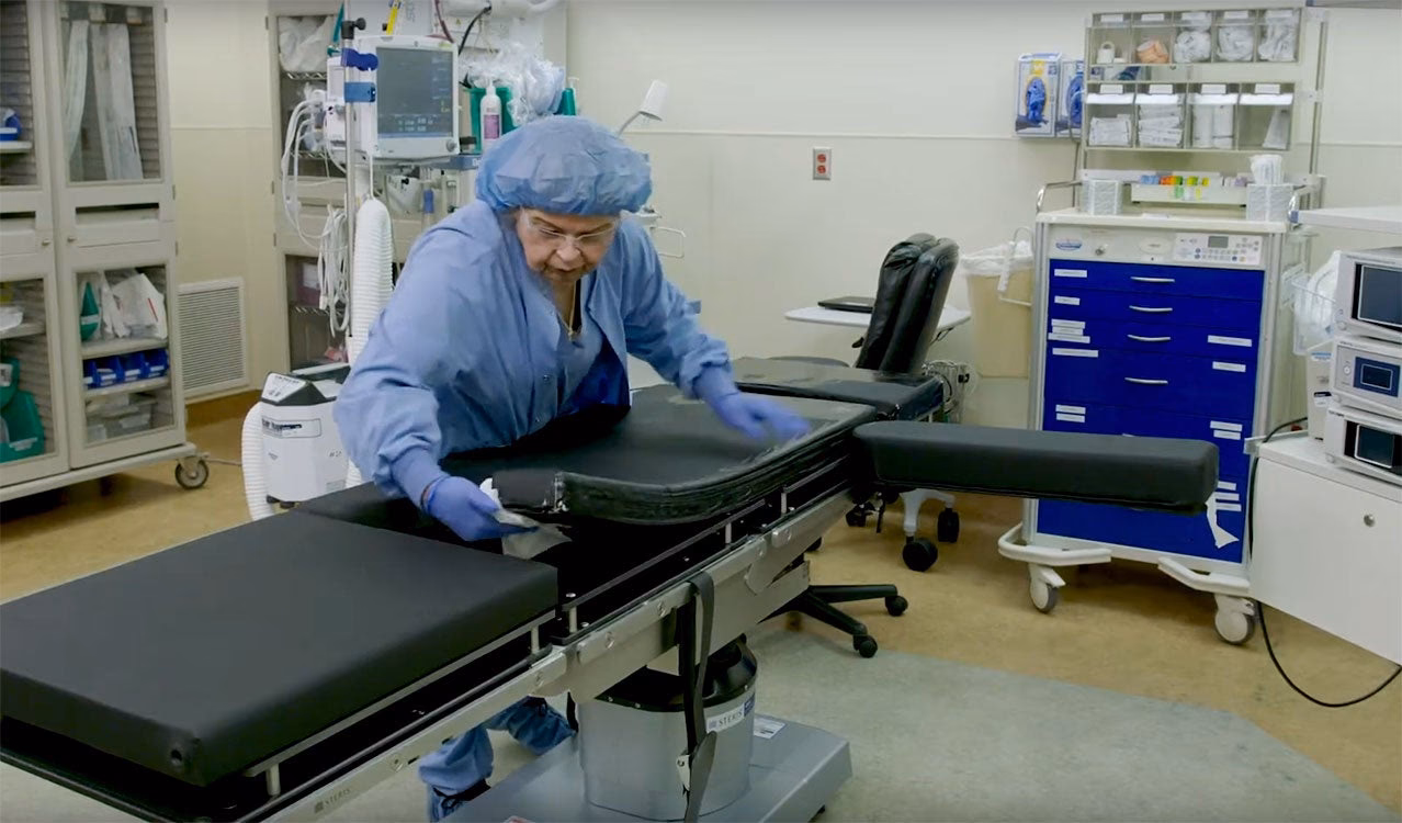 How is the operating room cleaned?