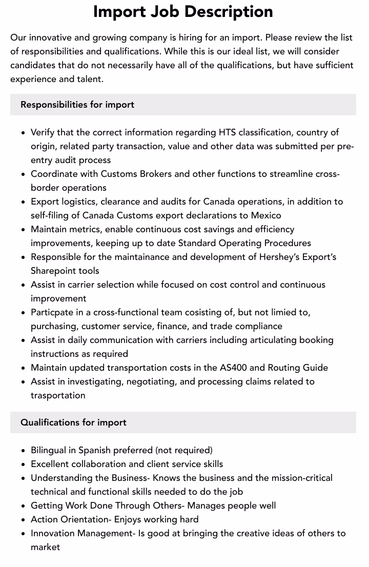 How do I become an import operations specialist?
